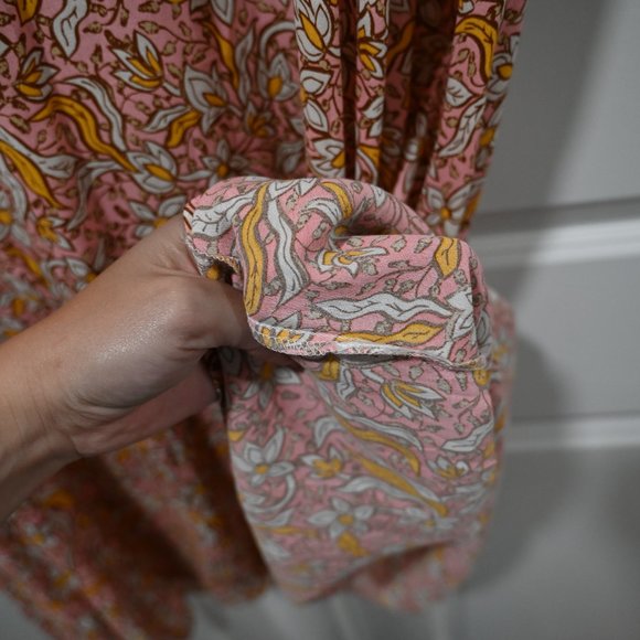 Rich & Royal Yellow and Pink Print Midi Summer Dress | Size 42 - Picture 7 of 11